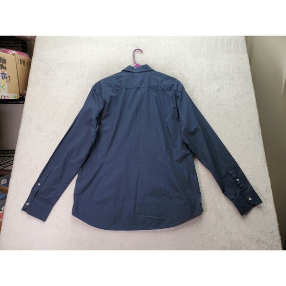 Dylan Gray Poplin Shirt Mens XL Navy 100% Cotton Long Sleeve Collar Button Down - Picture 2 of 9